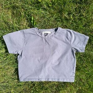 Pull & Bear Grey Cropped Tee Shirt